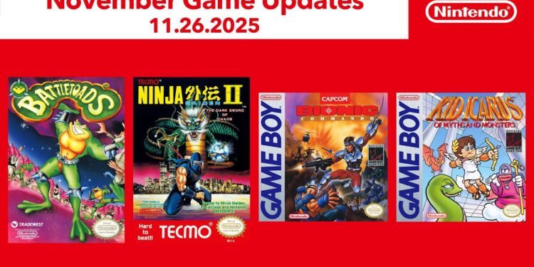 NES, Game Boy – Clássicos da Nintendo – Atualizações de Jogos de Novembro de 2025