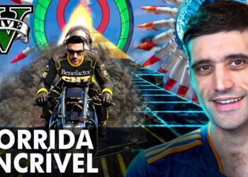 GTA V: Corrida Incrível com Moto Voadora e Carro Foguete!