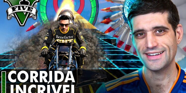 GTA V: Corrida Incrível com Moto Voadora e Carro Foguete!